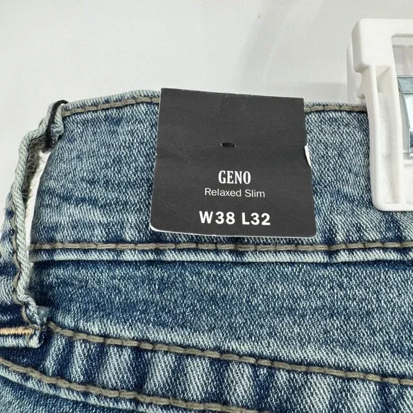 True‎ Religion Geno Relaxed Slim Denim Jeans W38 L32 Blue Distressed Wash